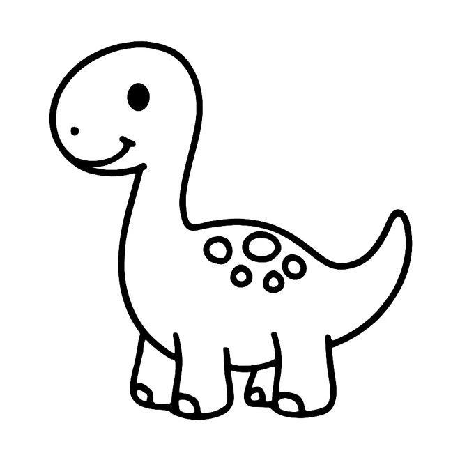Un piccolo dinosauro sorridente da colorare